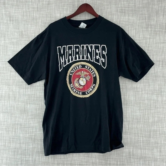EUC Marines shirt Size Large black short sleeve 8130 - Picture 1 of 7
